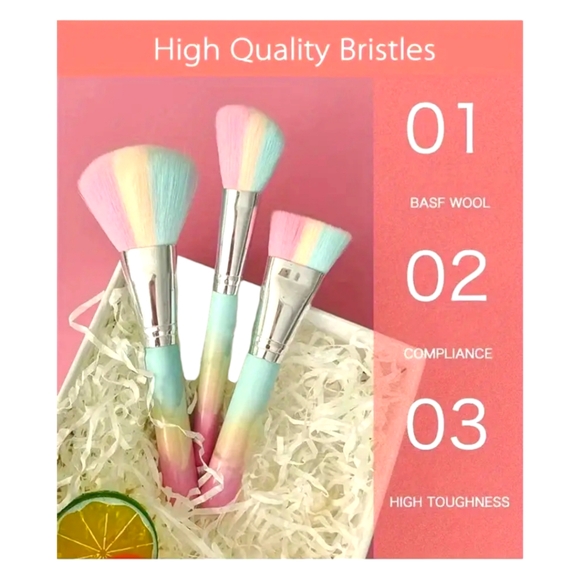 10 Piece High-Quality Gradient Colorful Makeup Brushes W/Vegan Leather Snap Case - Picture 7 of 14